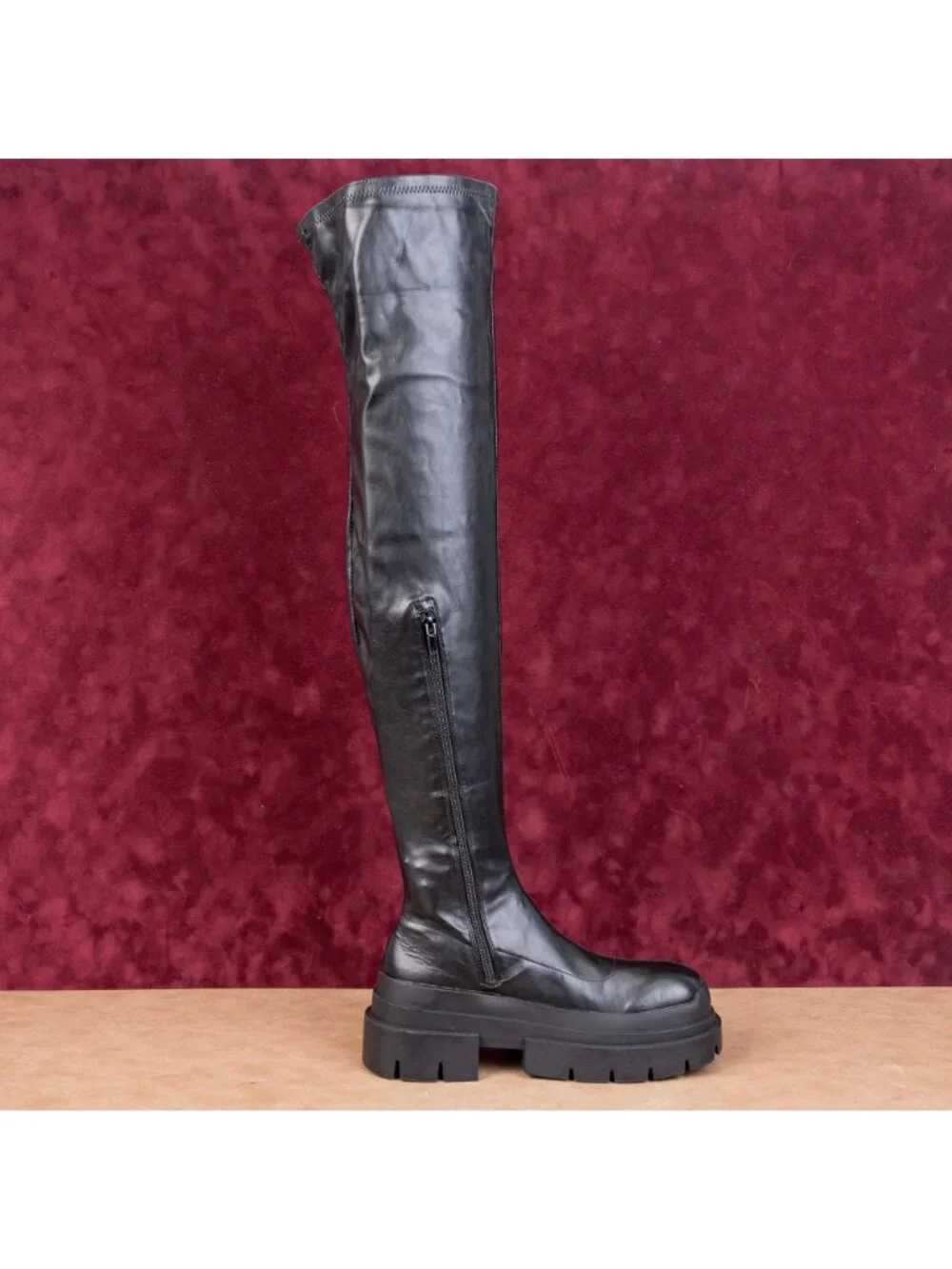 Topshop Women Tyso Vegan Leather OTK Festival Party Platform Boots sz 8US EUR38